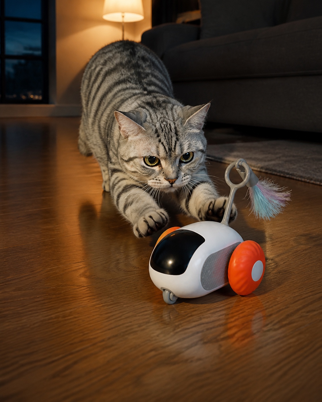 A cat launching into a chase after PREYMODE